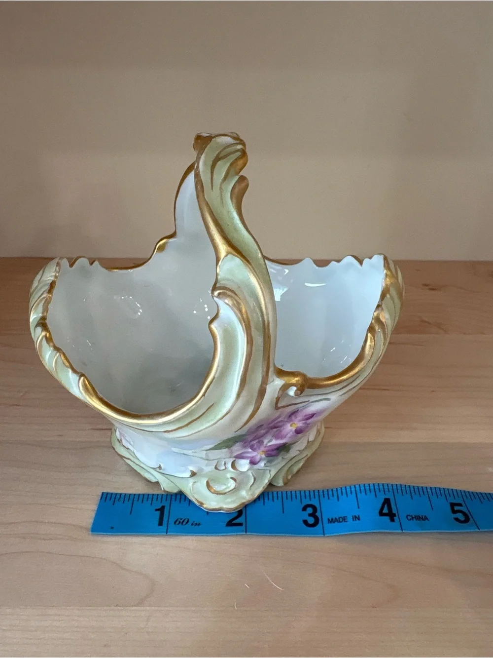Antique Jean Pouyat Limoges (J.P.L.) Porcelain Basket Hand Painted Flowers